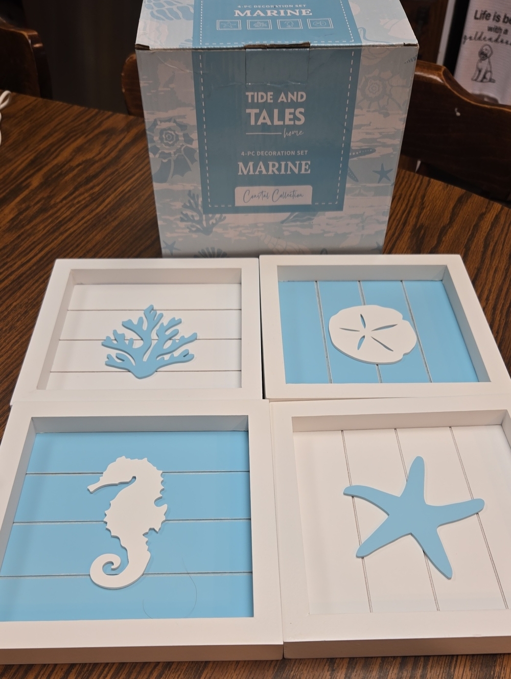 Marine 4-Piece Coastal Wall Art Set - Blue and White